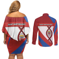 Saint Barthelemy Is In My DNA Couples Matching Off Shoulder Short Dress and Long Sleeve Button Shirt - Wonder Print Shop