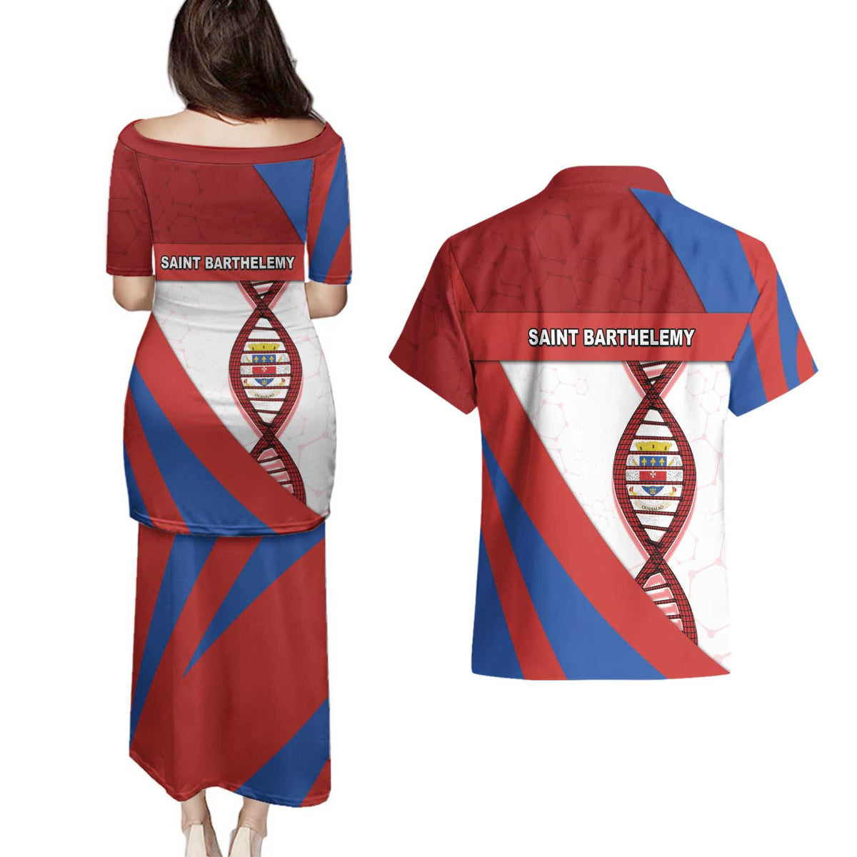 Saint Barthelemy Is In My DNA Couples Matching Puletasi and Hawaiian Shirt - Wonder Print Shop