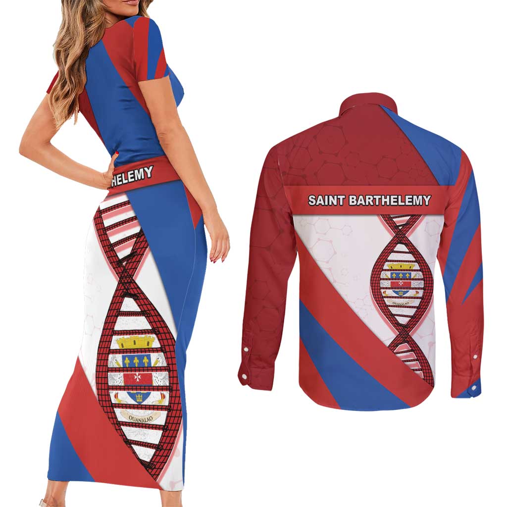 Saint Barthelemy Is In My DNA Couples Matching Short Sleeve Bodycon Dress and Long Sleeve Button Shirt - Wonder Print Shop