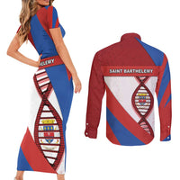 Saint Barthelemy Is In My DNA Couples Matching Short Sleeve Bodycon Dress and Long Sleeve Button Shirt - Wonder Print Shop