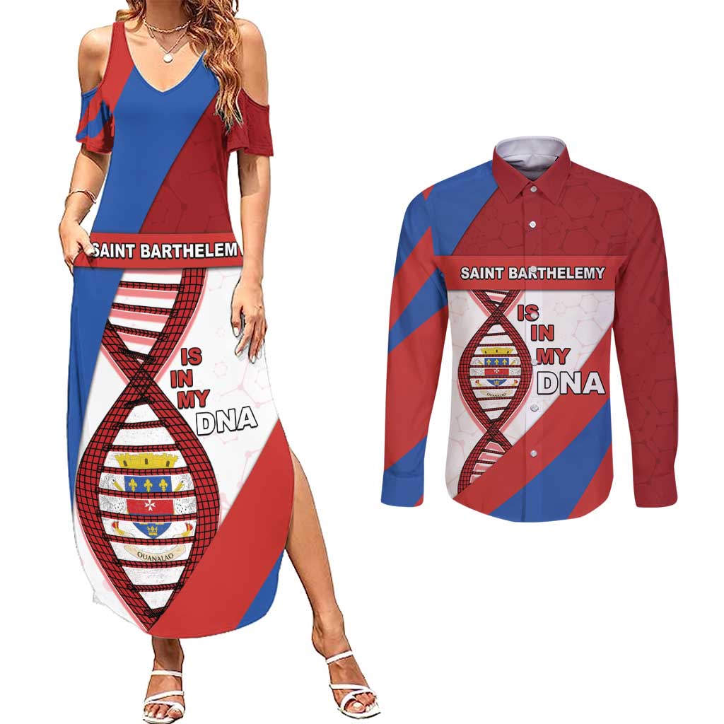 Saint Barthelemy Is In My DNA Couples Matching Summer Maxi Dress and Long Sleeve Button Shirt - Wonder Print Shop
