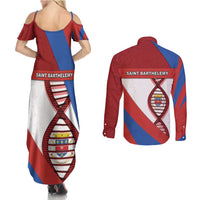 Saint Barthelemy Is In My DNA Couples Matching Summer Maxi Dress and Long Sleeve Button Shirt - Wonder Print Shop