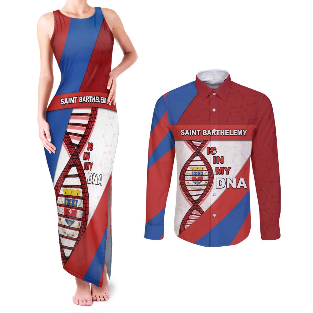 Saint Barthelemy Is In My DNA Couples Matching Tank Maxi Dress and Long Sleeve Button Shirt - Wonder Print Shop