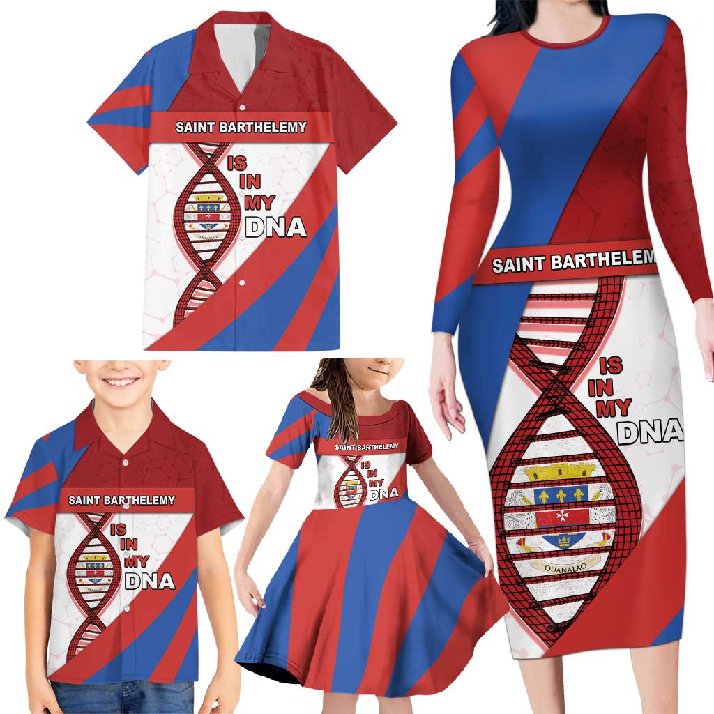 Saint Barthelemy Is In My DNA Family Matching Long Sleeve Bodycon Dress and Hawaiian Shirt - Wonder Print Shop