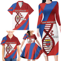 Saint Barthelemy Is In My DNA Family Matching Long Sleeve Bodycon Dress and Hawaiian Shirt - Wonder Print Shop