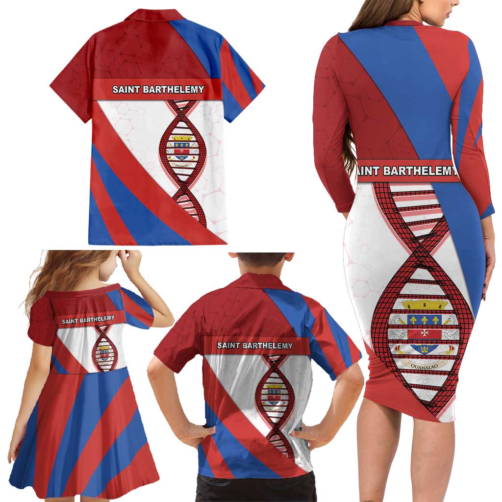 Saint Barthelemy Is In My DNA Family Matching Long Sleeve Bodycon Dress and Hawaiian Shirt - Wonder Print Shop