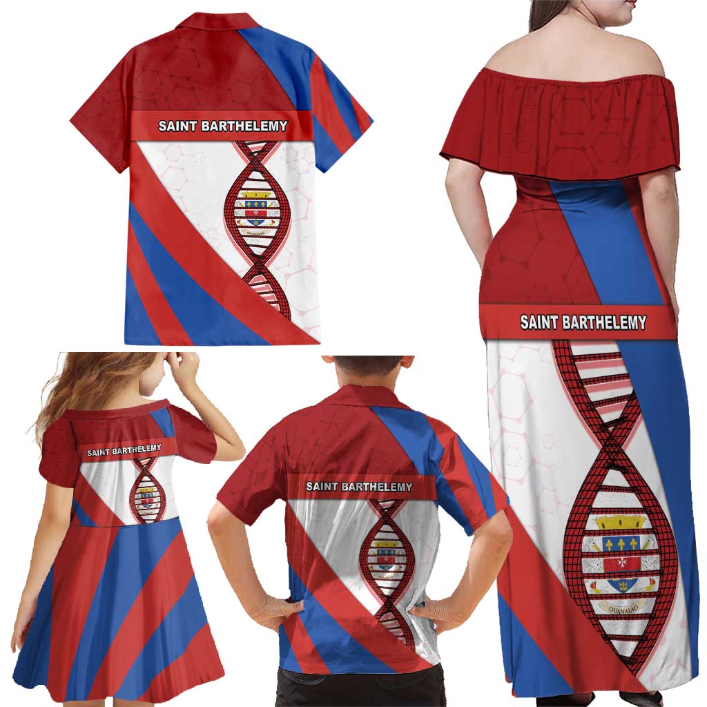 Saint Barthelemy Is In My DNA Family Matching Off Shoulder Maxi Dress and Hawaiian Shirt - Wonder Print Shop