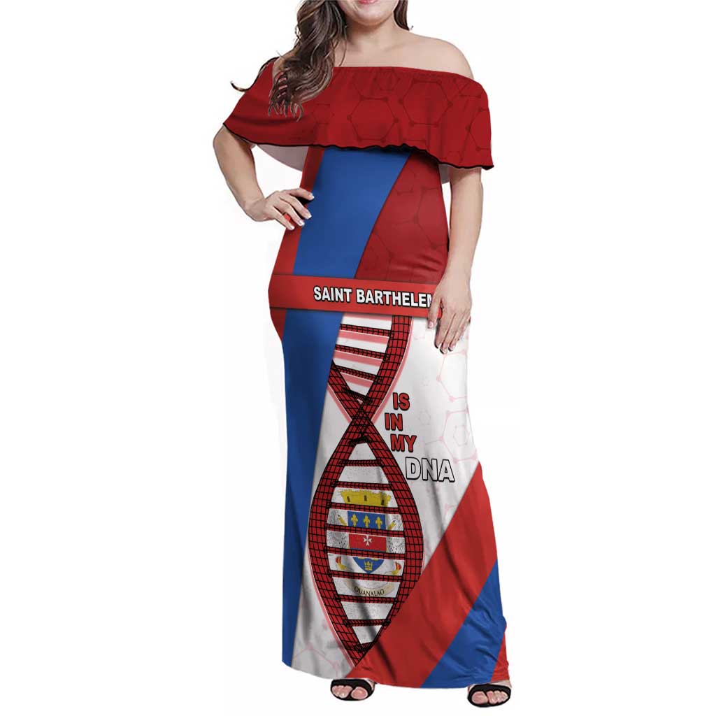 Saint Barthelemy Is In My DNA Family Matching Off Shoulder Maxi Dress and Hawaiian Shirt - Wonder Print Shop