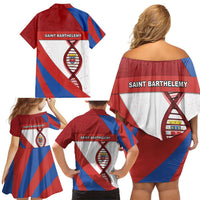 Saint Barthelemy Is In My DNA Family Matching Off Shoulder Short Dress and Hawaiian Shirt - Wonder Print Shop