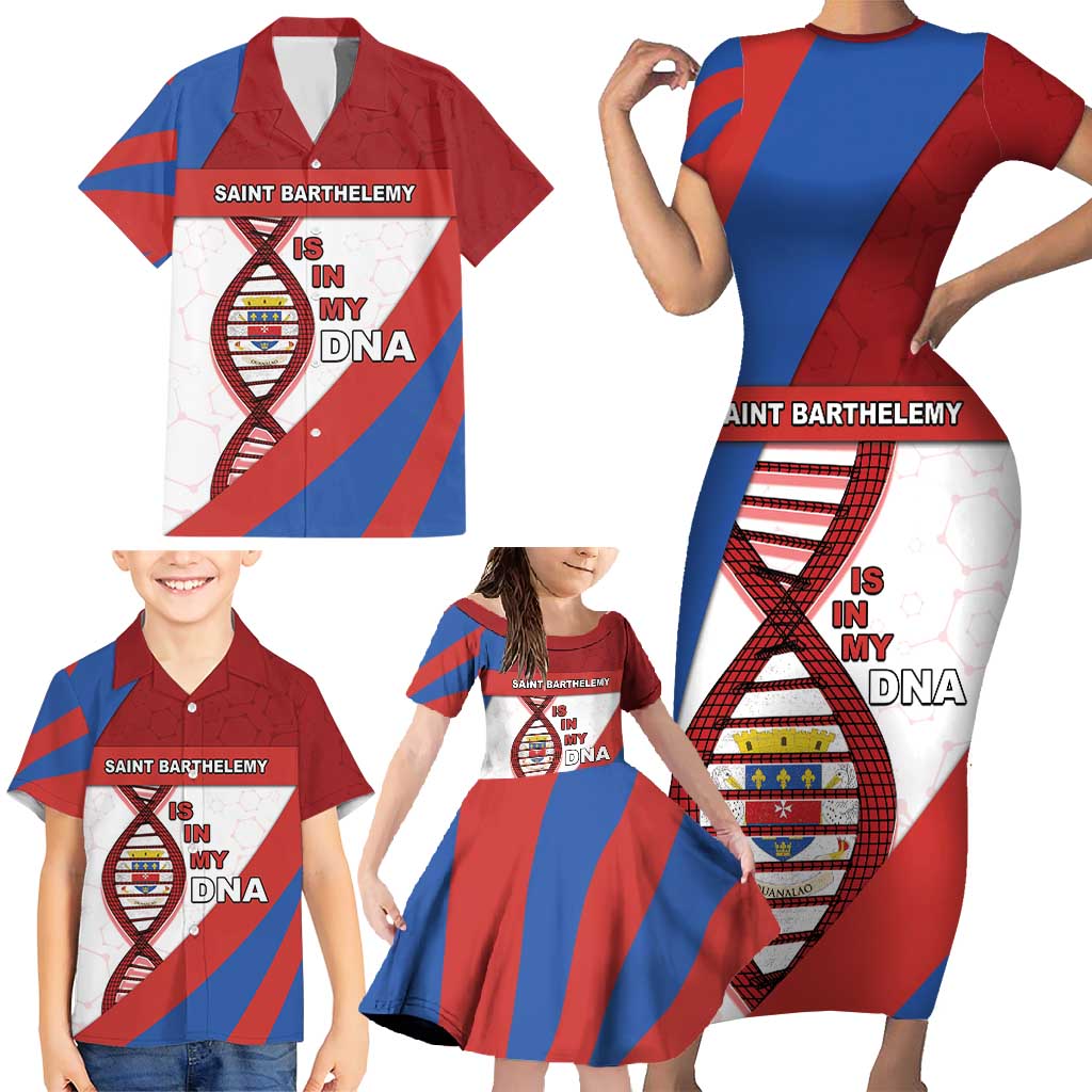 Saint Barthelemy Is In My DNA Family Matching Short Sleeve Bodycon Dress and Hawaiian Shirt - Wonder Print Shop