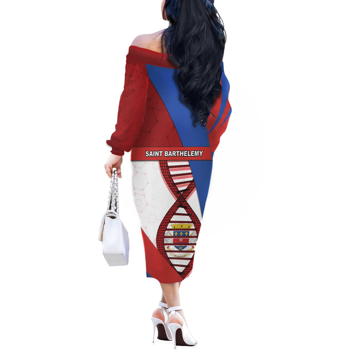 Saint Barthelemy Is In My DNA Off The Shoulder Long Sleeve Dress - Wonder Print Shop