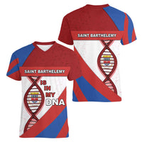 Saint Barthelemy Is In My DNA Women V-Neck T-Shirt - Wonder Print Shop