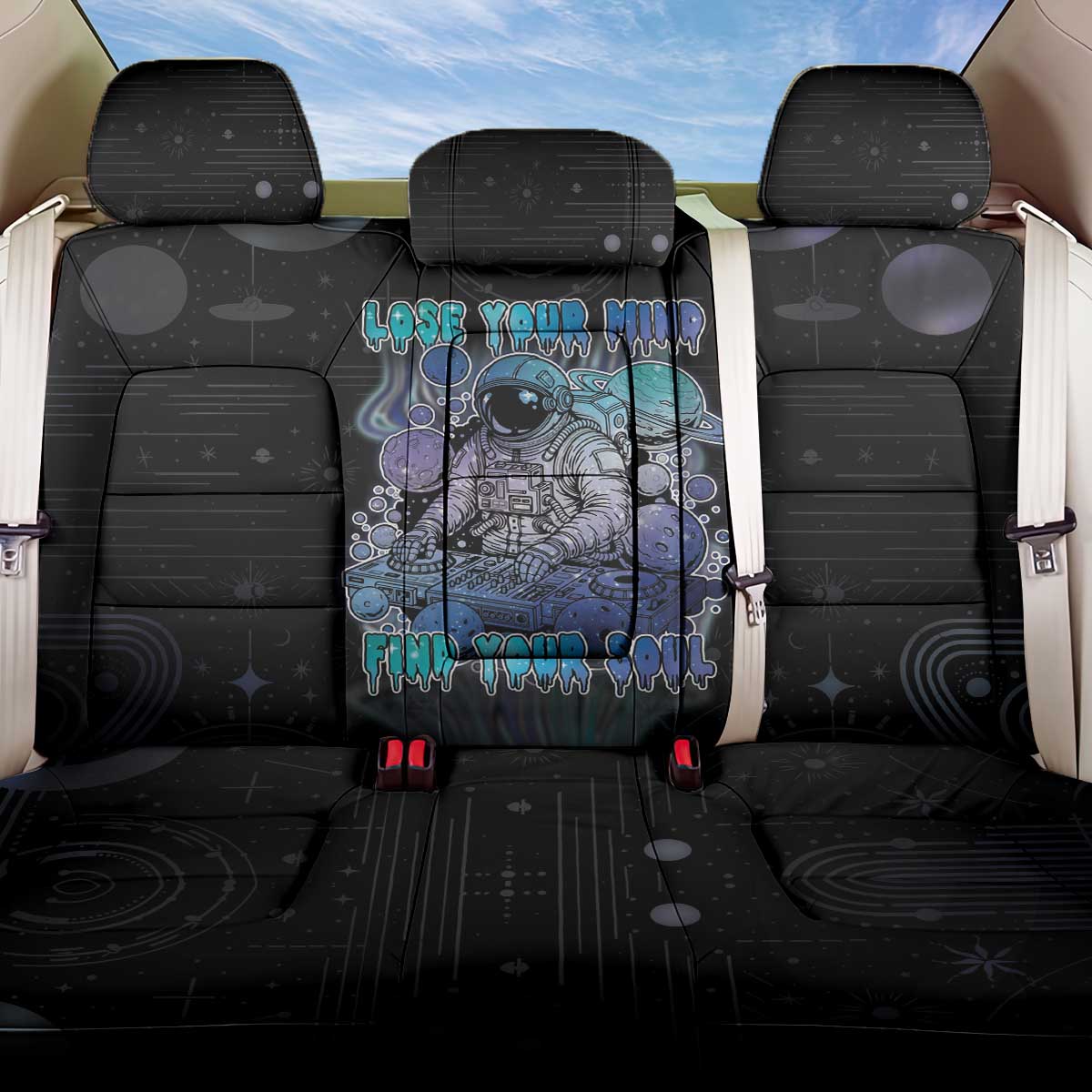 Astronaut Back Car Seat Cover Love Your Mind Find Your Soul - Wonder Print Shop