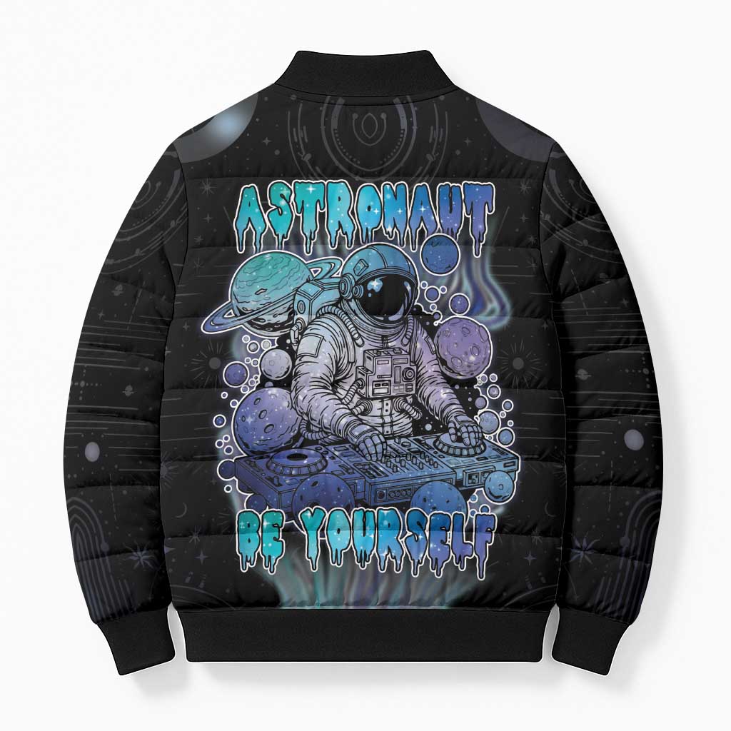 Astronaut Bomber Puffer Jacket Love Your Mind Find Your Soul - Wonder Print Shop
