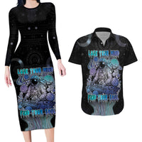 Astronaut Couples Matching Long Sleeve Bodycon Dress and Hawaiian Shirt Love Your Mind Find Your Soul - Wonder Print Shop