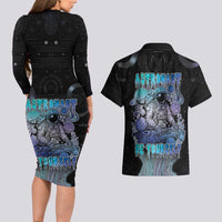 Astronaut Couples Matching Long Sleeve Bodycon Dress and Hawaiian Shirt Love Your Mind Find Your Soul - Wonder Print Shop