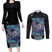 Astronaut Couples Matching Long Sleeve Bodycon Dress and Long Sleeve Button Shirt Love Your Mind Find Your Soul - Wonder Print Shop