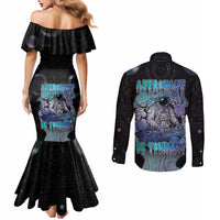 Astronaut Couples Matching Mermaid Dress and Long Sleeve Button Shirt Love Your Mind Find Your Soul - Wonder Print Shop
