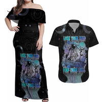 Astronaut Couples Matching Off Shoulder Maxi Dress and Hawaiian Shirt Love Your Mind Find Your Soul - Wonder Print Shop