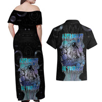 Astronaut Couples Matching Off Shoulder Maxi Dress and Hawaiian Shirt Love Your Mind Find Your Soul - Wonder Print Shop