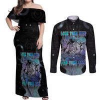 Astronaut Couples Matching Off Shoulder Maxi Dress and Long Sleeve Button Shirt Love Your Mind Find Your Soul - Wonder Print Shop