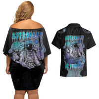 Astronaut Couples Matching Off Shoulder Short Dress and Hawaiian Shirt Love Your Mind Find Your Soul - Wonder Print Shop