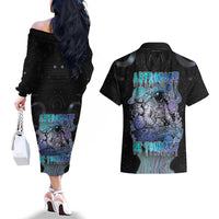 Astronaut Couples Matching Off The Shoulder Long Sleeve Dress and Hawaiian Shirt Love Your Mind Find Your Soul - Wonder Print Shop
