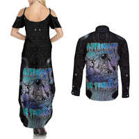 Astronaut Couples Matching Summer Maxi Dress and Long Sleeve Button Shirt Love Your Mind Find Your Soul - Wonder Print Shop