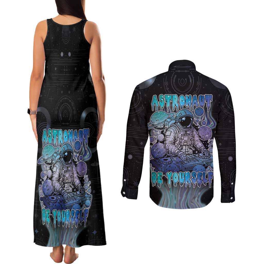 Astronaut Couples Matching Tank Maxi Dress and Long Sleeve Button Shirt Love Your Mind Find Your Soul - Wonder Print Shop