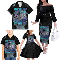 Astronaut Family Matching Off The Shoulder Long Sleeve Dress and Hawaiian Shirt Love Your Mind Find Your Soul - Wonder Print Shop