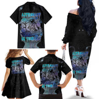 Astronaut Family Matching Off The Shoulder Long Sleeve Dress and Hawaiian Shirt Love Your Mind Find Your Soul - Wonder Print Shop