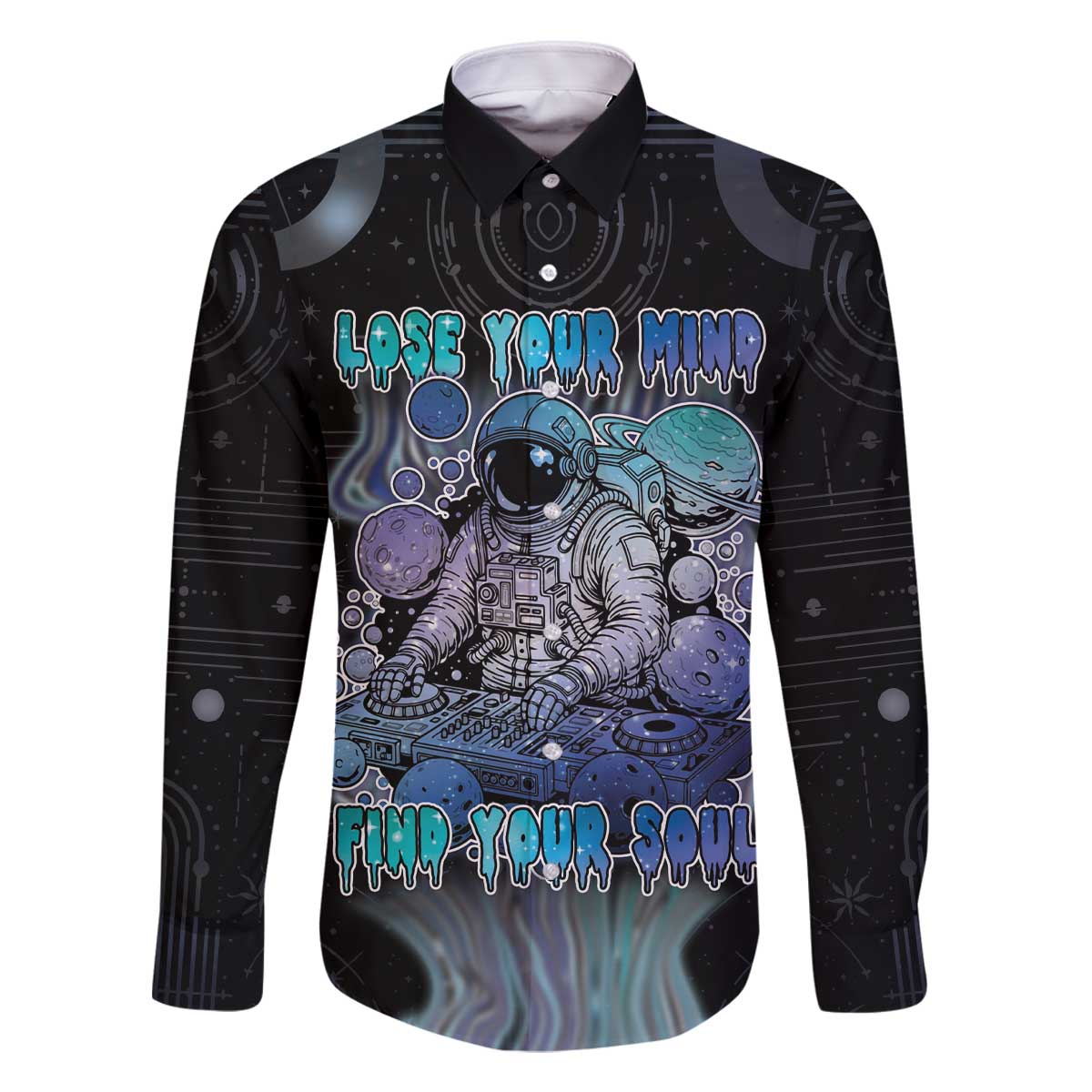 Astronaut Family Matching Off The Shoulder Long Sleeve Dress and Hawaiian Shirt Love Your Mind Find Your Soul - Wonder Print Shop