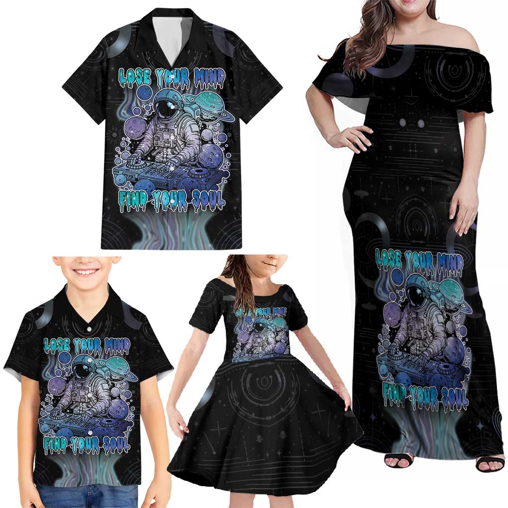 Astronaut Family Matching Off Shoulder Maxi Dress and Hawaiian Shirt Love Your Mind Find Your Soul - Wonder Print Shop