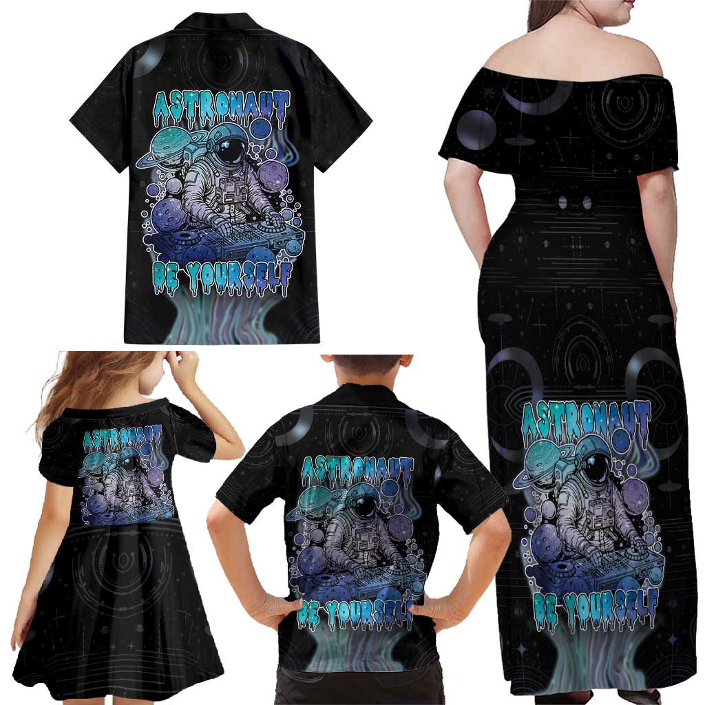Astronaut Family Matching Off Shoulder Maxi Dress and Hawaiian Shirt Love Your Mind Find Your Soul - Wonder Print Shop