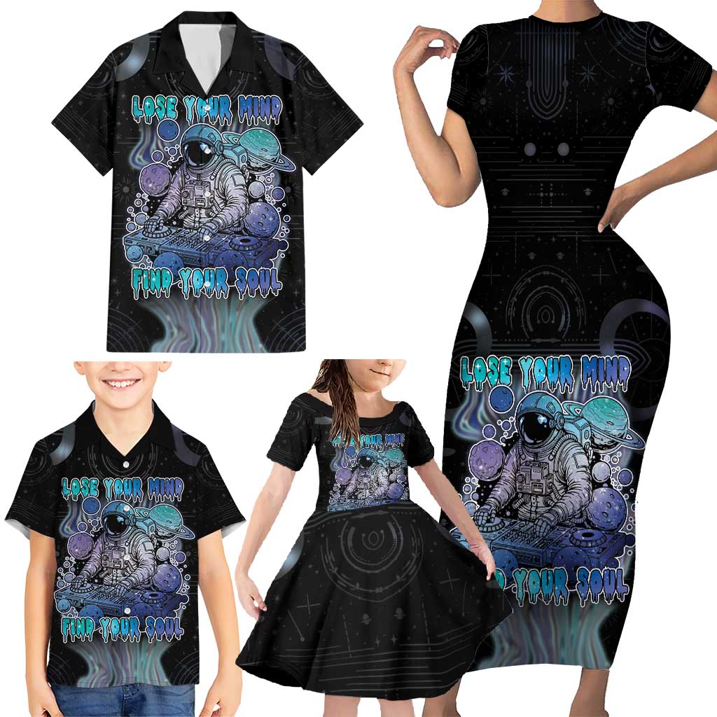 Astronaut Family Matching Short Sleeve Bodycon Dress and Hawaiian Shirt Love Your Mind Find Your Soul - Wonder Print Shop