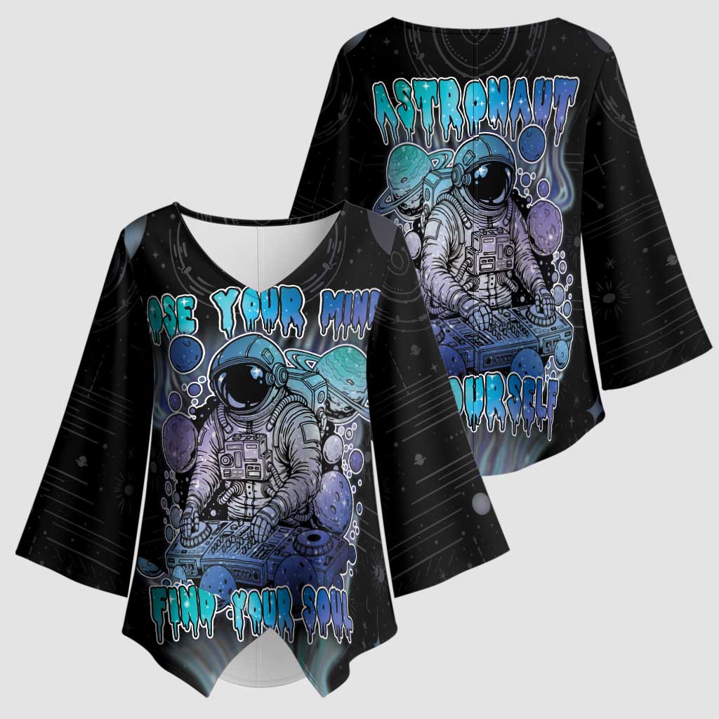 Astronaut Kimono Sleeve Blouse Love Your Mind Find Your Soul - Wonder Print Shop