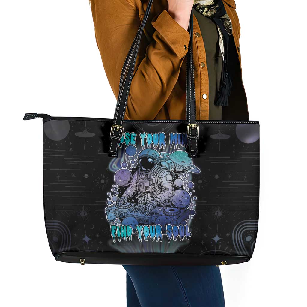 Astronaut Leather Tote Bag Love Your Mind Find Your Soul - Wonder Print Shop