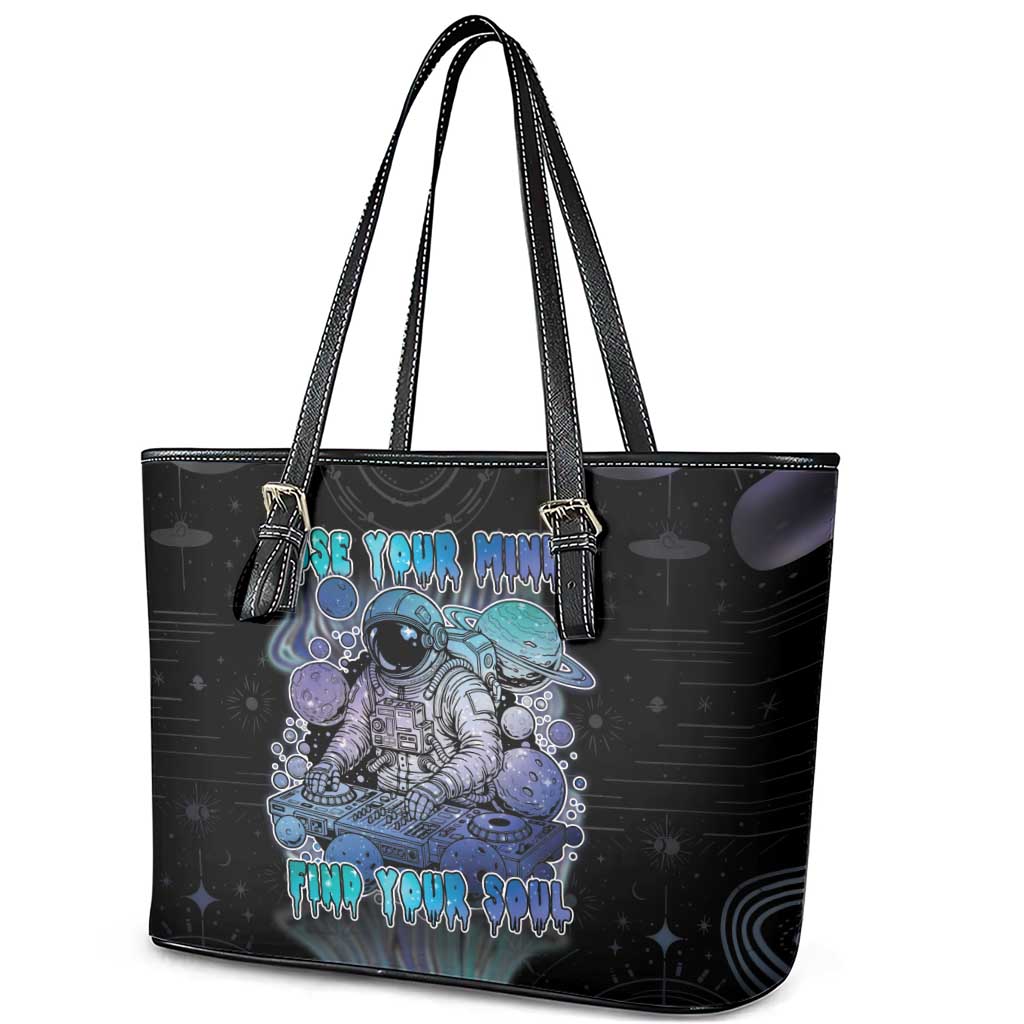 Astronaut Leather Tote Bag Love Your Mind Find Your Soul - Wonder Print Shop