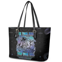 Astronaut Leather Tote Bag Love Your Mind Find Your Soul - Wonder Print Shop