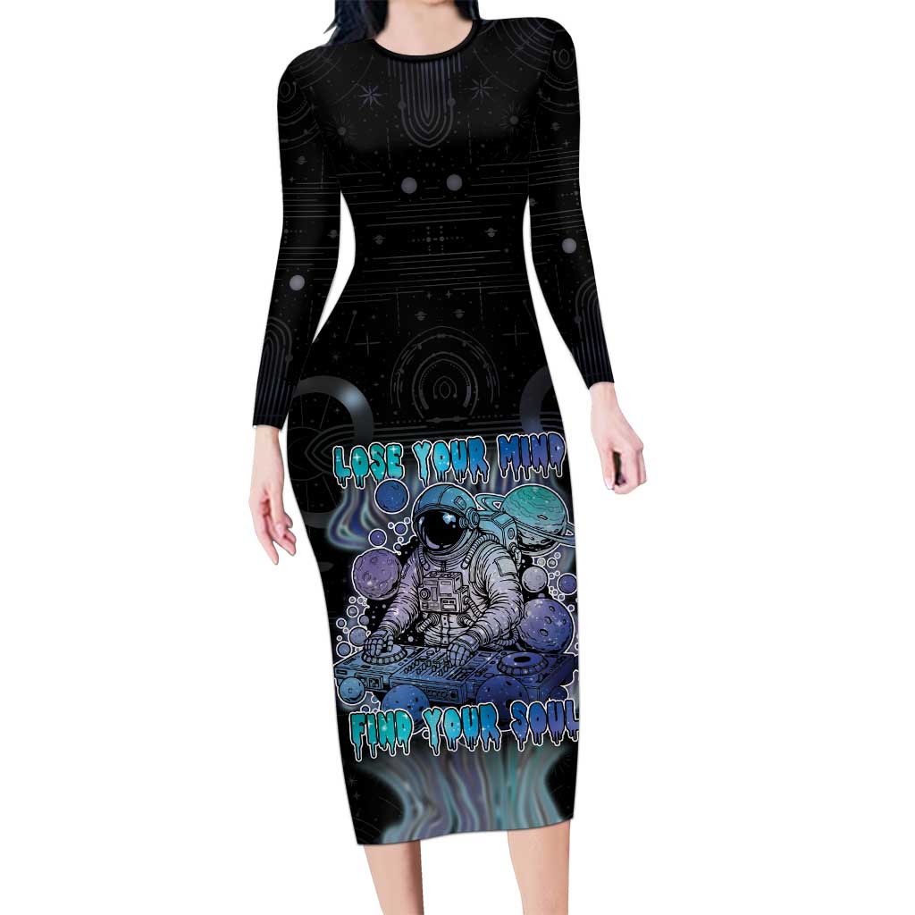 Astronaut Long Sleeve Bodycon Dress Love Your Mind Find Your Soul - Wonder Print Shop