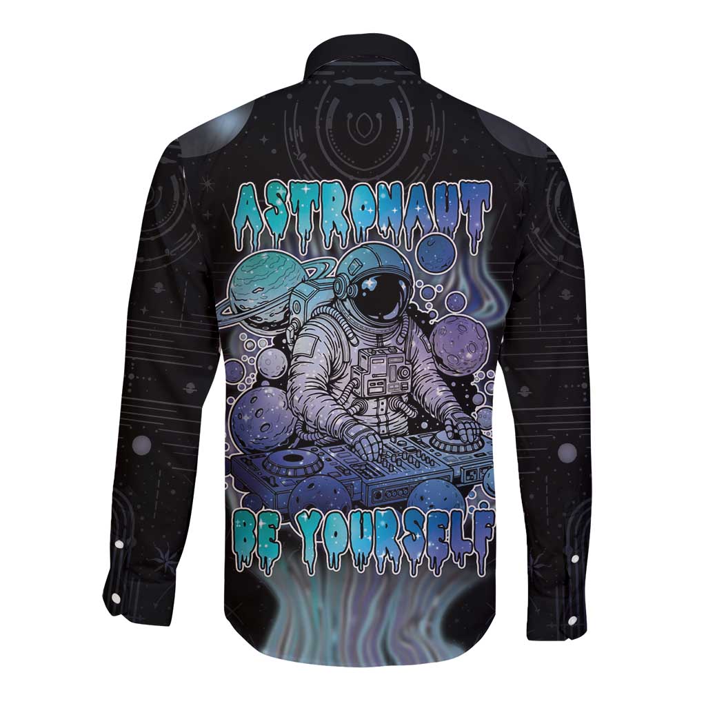 Astronaut Long Sleeve Button Shirt Love Your Mind Find Your Soul - Wonder Print Shop