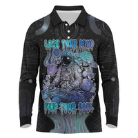 Astronaut Long Sleeve Polo Shirt Love Your Mind Find Your Soul - Wonder Print Shop