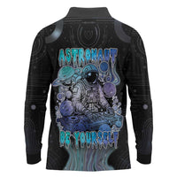 Astronaut Long Sleeve Polo Shirt Love Your Mind Find Your Soul - Wonder Print Shop