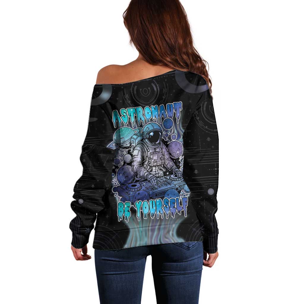 Astronaut Off Shoulder Sweater Love Your Mind Find Your Soul - Wonder Print Shop