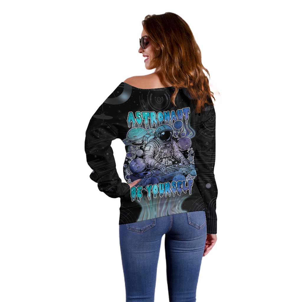Astronaut Off Shoulder Sweater Love Your Mind Find Your Soul - Wonder Print Shop