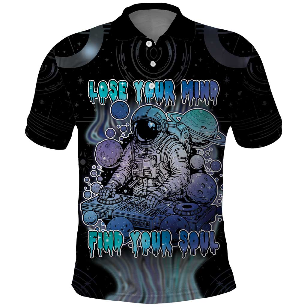 Astronaut Polo Shirt Love Your Mind Find Your Soul - Wonder Print Shop