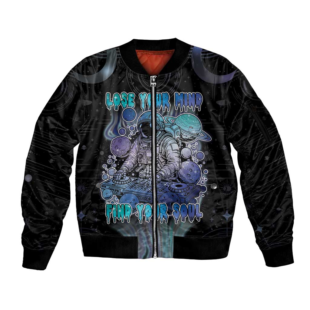 Astronaut Sleeve Zip Bomber Jacket Love Your Mind Find Your Soul - Wonder Print Shop