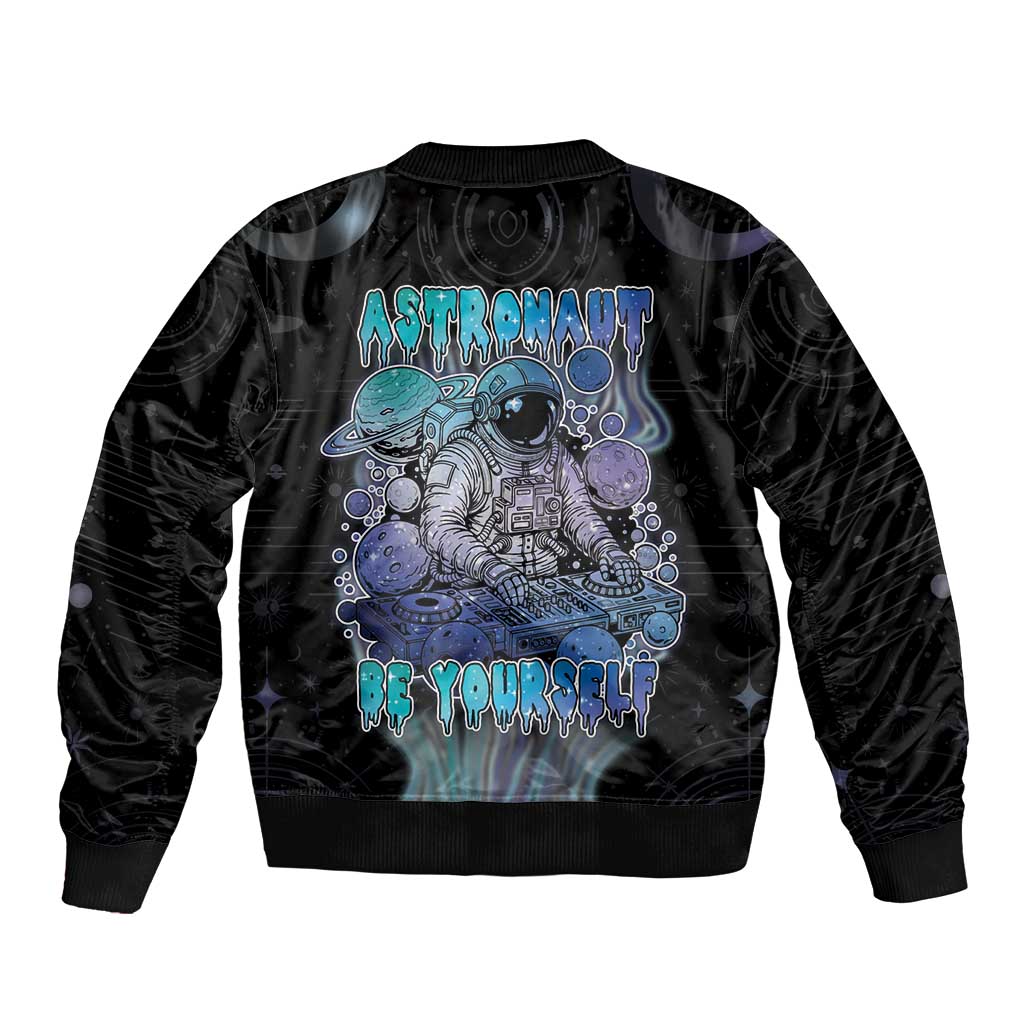 Astronaut Sleeve Zip Bomber Jacket Love Your Mind Find Your Soul - Wonder Print Shop