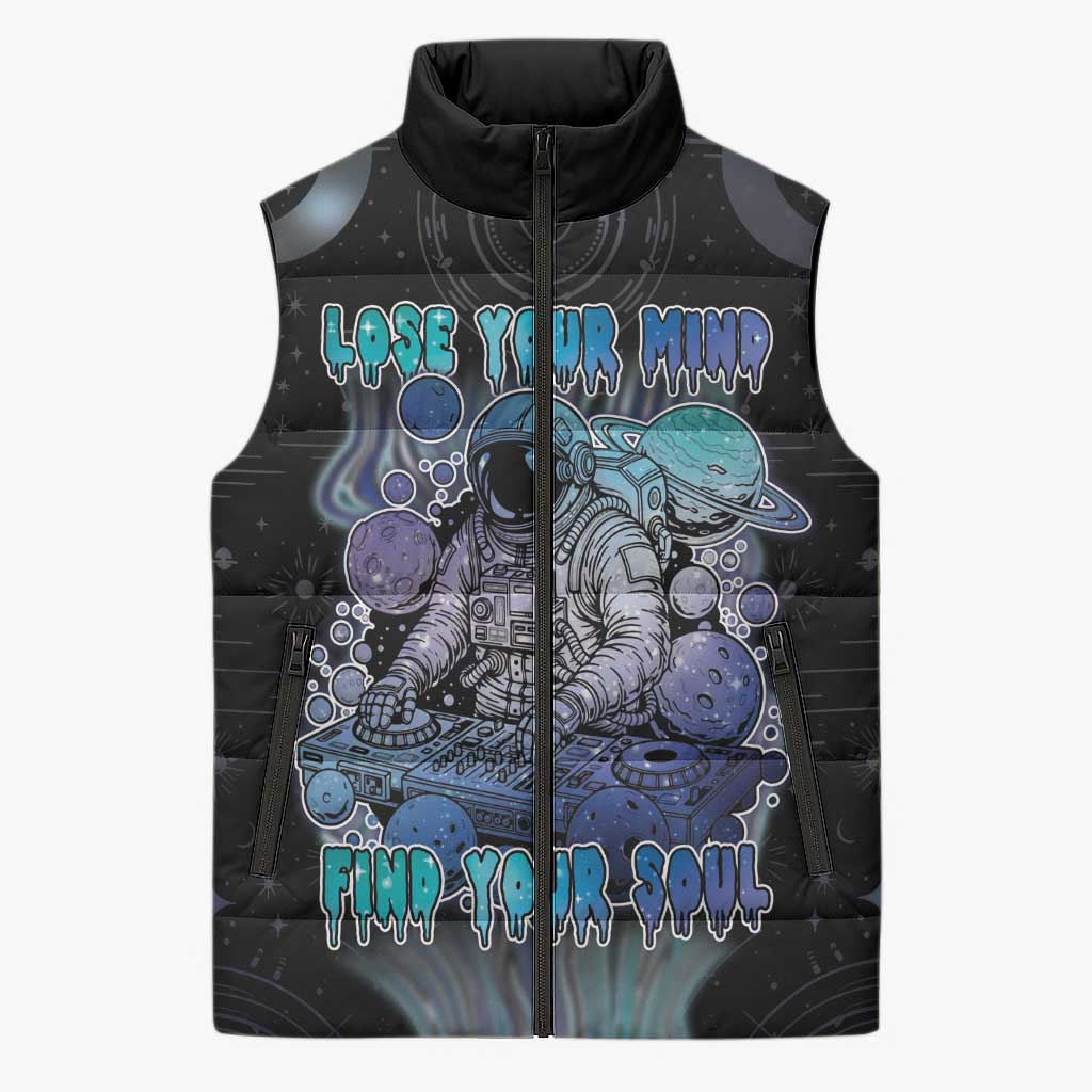 Astronaut Sleeveless Puffer Jacket Love Your Mind Find Your Soul - Wonder Print Shop