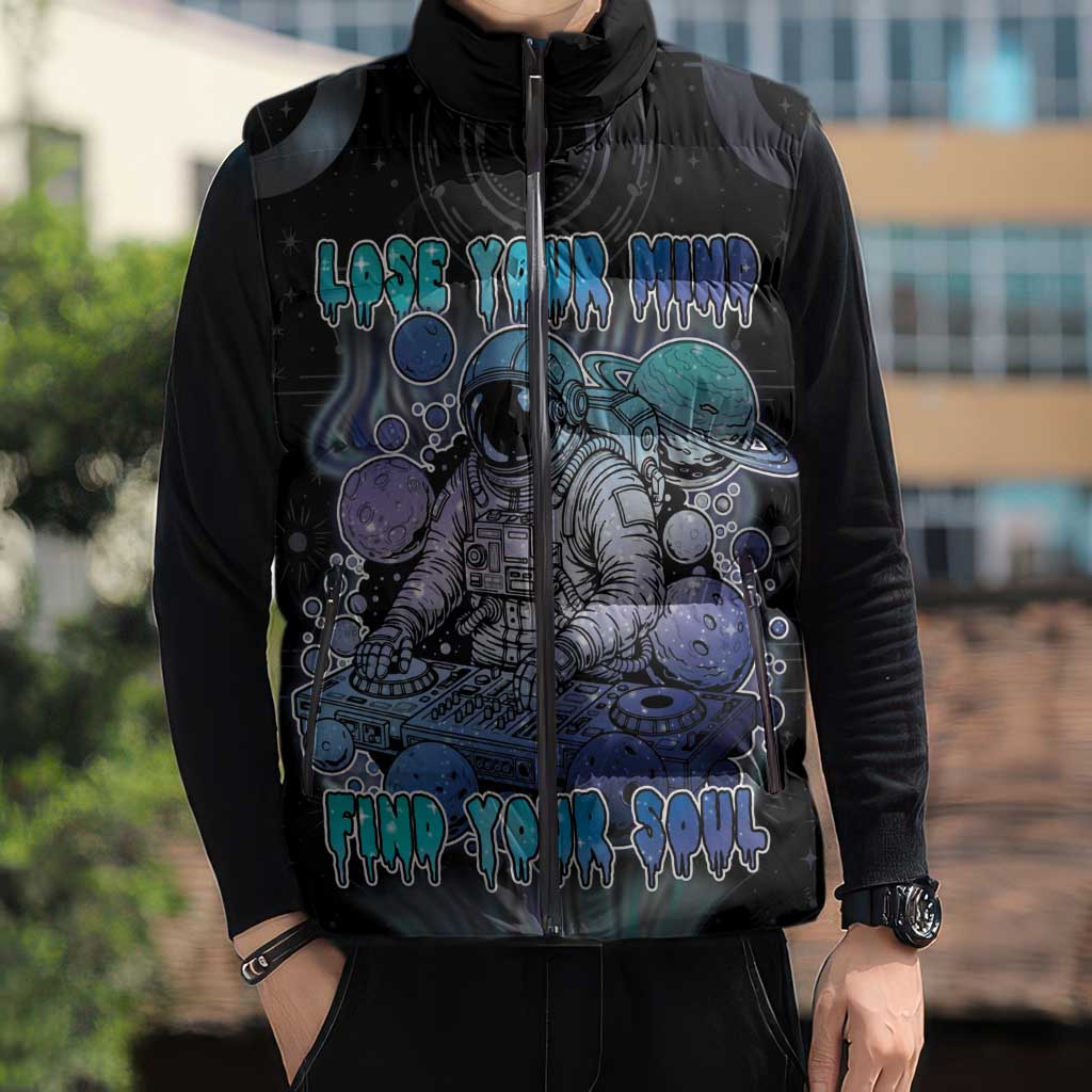 Astronaut Sleeveless Puffer Jacket Love Your Mind Find Your Soul - Wonder Print Shop